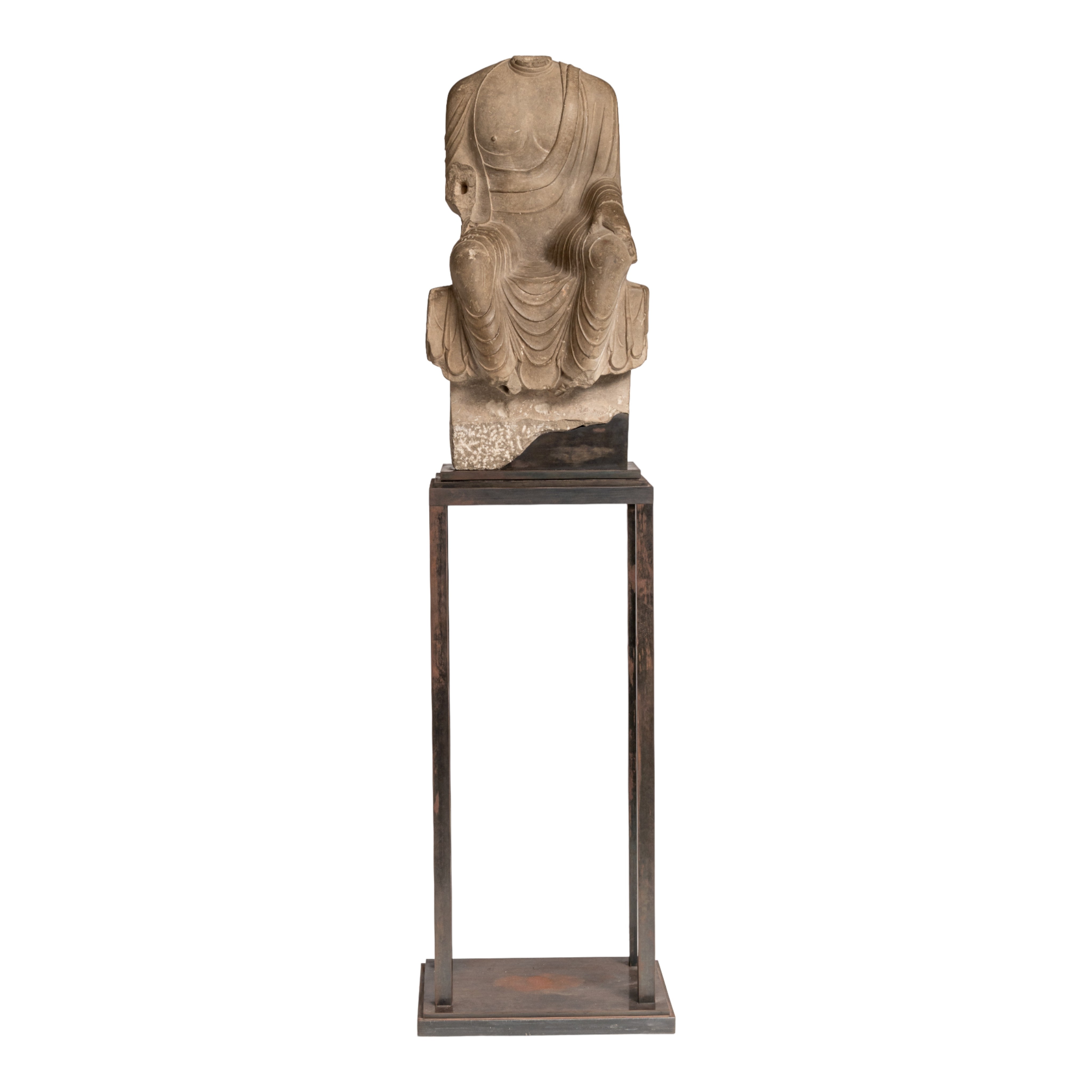 PREMIUM LOT - Full registration and deposit is needed. A Chinese grey limestone figure of a seated - Image 15 of 15