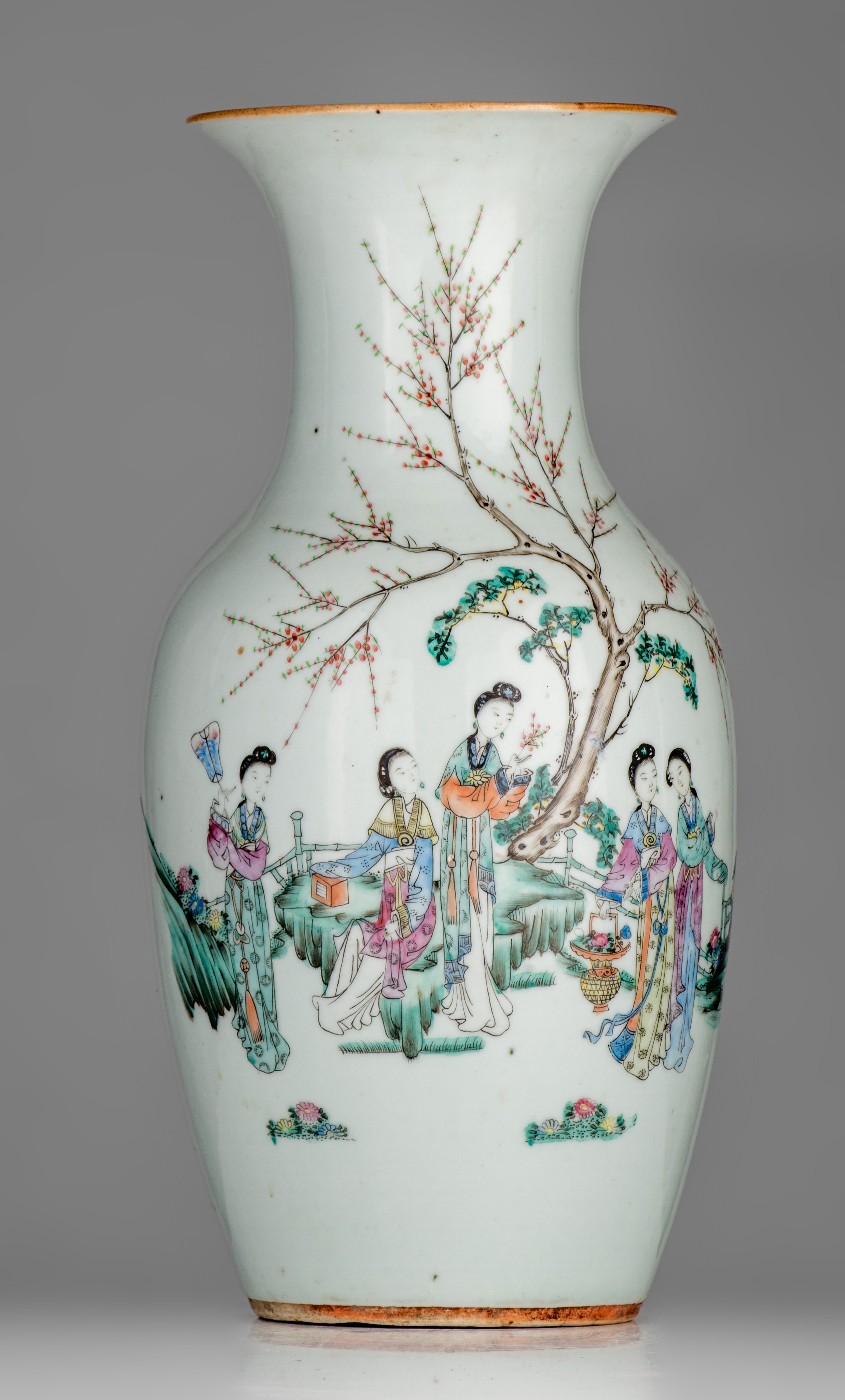 Four Chinese famille rose vases, some with a signed text, 19thC and Republic period, H 42,5 - 43,5 c - Image 2 of 20