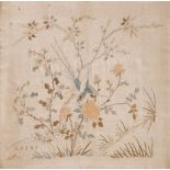 A Chinese embroidery on silk, Qing dynasty, about 47 x 45 cm