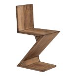 A vintage Zig Zag chair after Gerrit Rietveld, H 76 - W 37 - D 42 cm