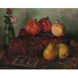Andronich Jakoubian (XX), still life with pears and pomegranates, oil on canvas, 39 x 50 cm