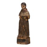 A polychrome wooden sculpture of a saint, Southern Europe, H 62 cm