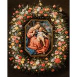 Jan Brueghel the Younger (1601-1678), Madonna with the child Jesus surrounded by a garland of flower