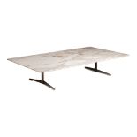 A design Carrara marble coffee table, H 35 - W 100 - D 70 cm
