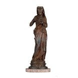 Albert-Ernest De Carrier Belleuse (1824-1887), 'Liseuse', patinated bronze sculpture, H 43 cm