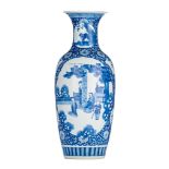 A Chinese blue and white 'Figural' vase, 20thC, H 45,5 cm