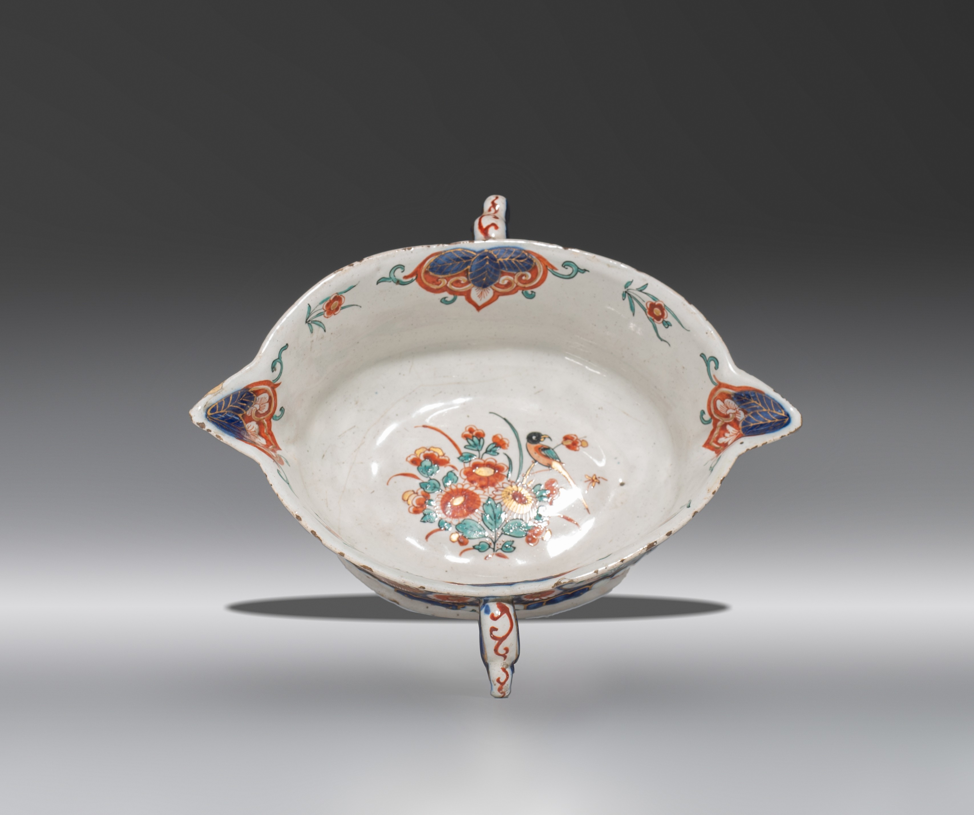 A various collection of 17th/18thC Dutch Delft Imari-style plates and a saucer, ø 22 / H 6 cm - Image 11 of 14