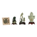 A collection of Chinese jadeite carvings, mostly late Qing, tallest H 23 cm
