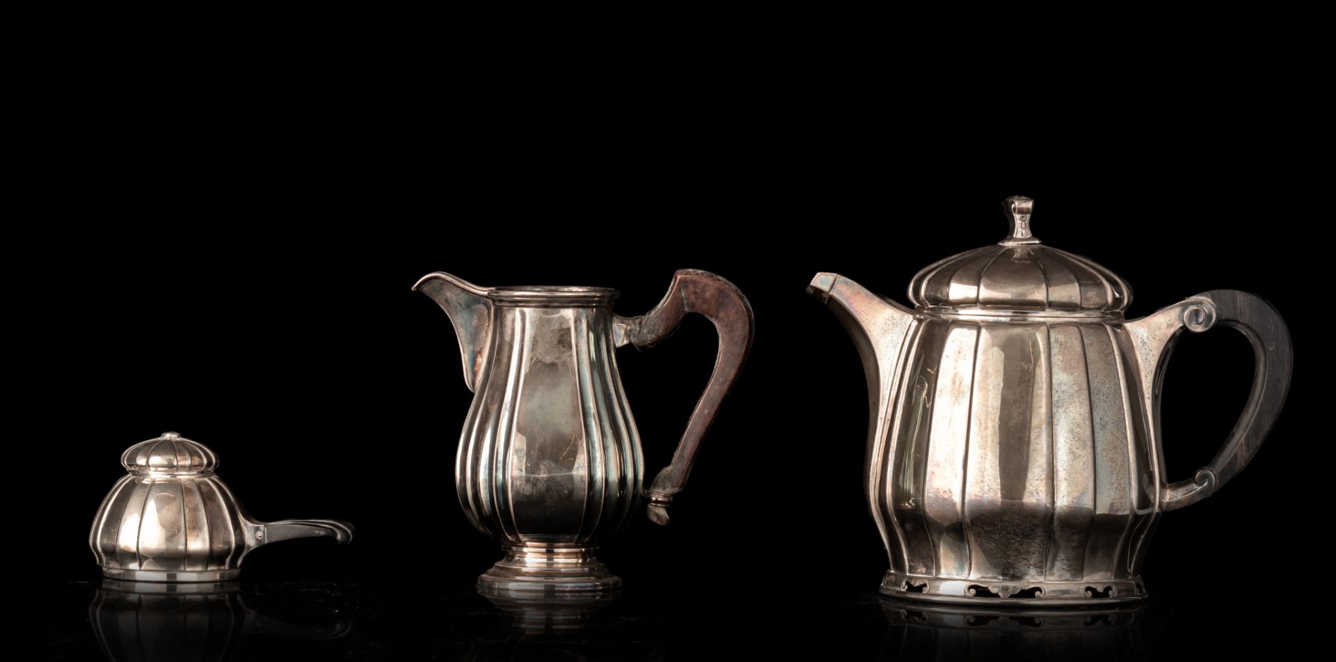 A four-part silver Art Deco coffee and tea set, marked Altenloh, 950/000, H 14 - 37 cm, weight: 4.29 - Image 10 of 21