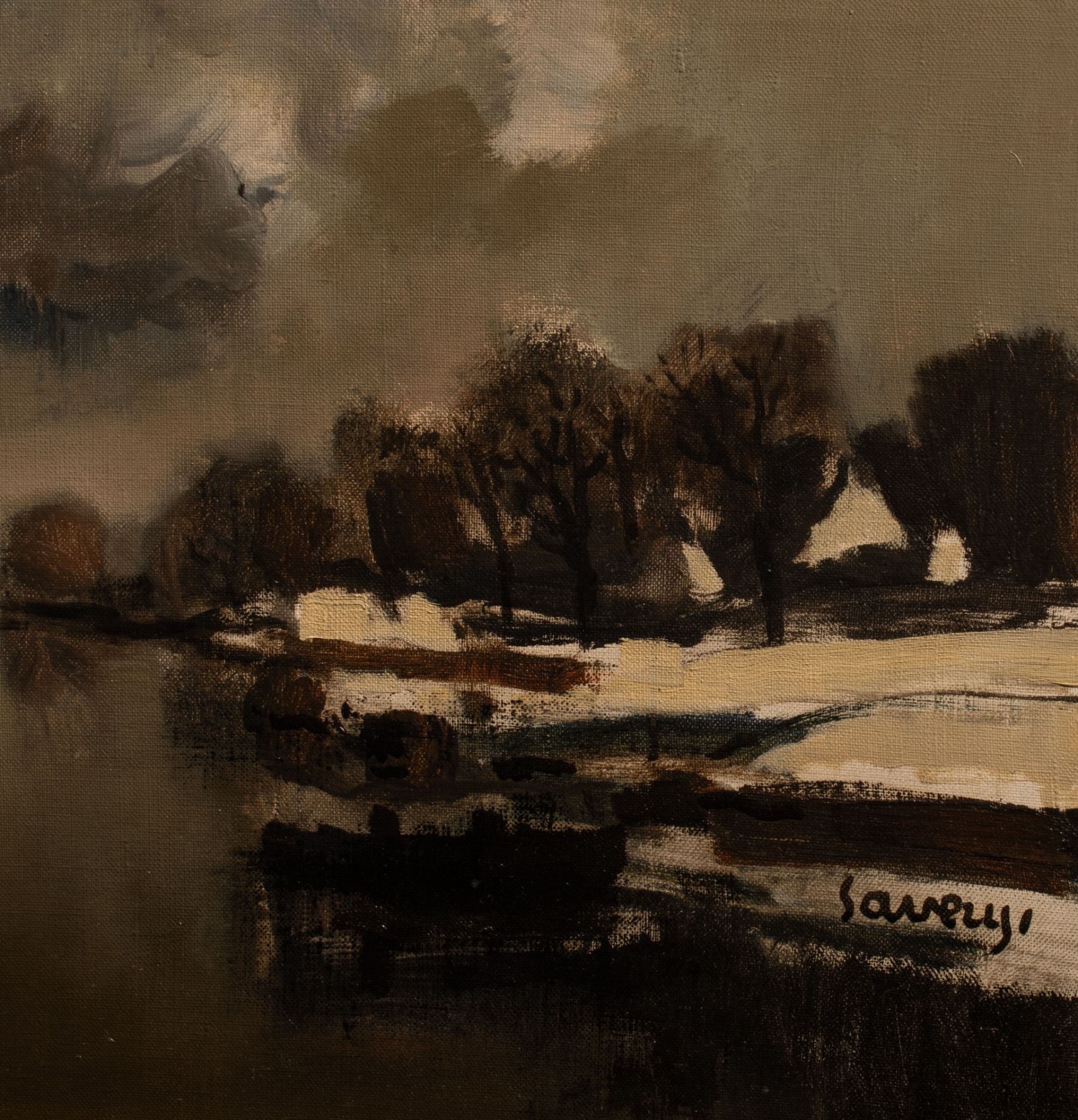 Albert Saverys (1886-1964), view of the Lys in winter, oil on canvas, 80 x 100 cm - Bild 5 aus 6