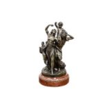 Clodion (1738-1814), bacchanal group, patinated bronze on a Rouge Napoleon marble base, H 45 cm (tot