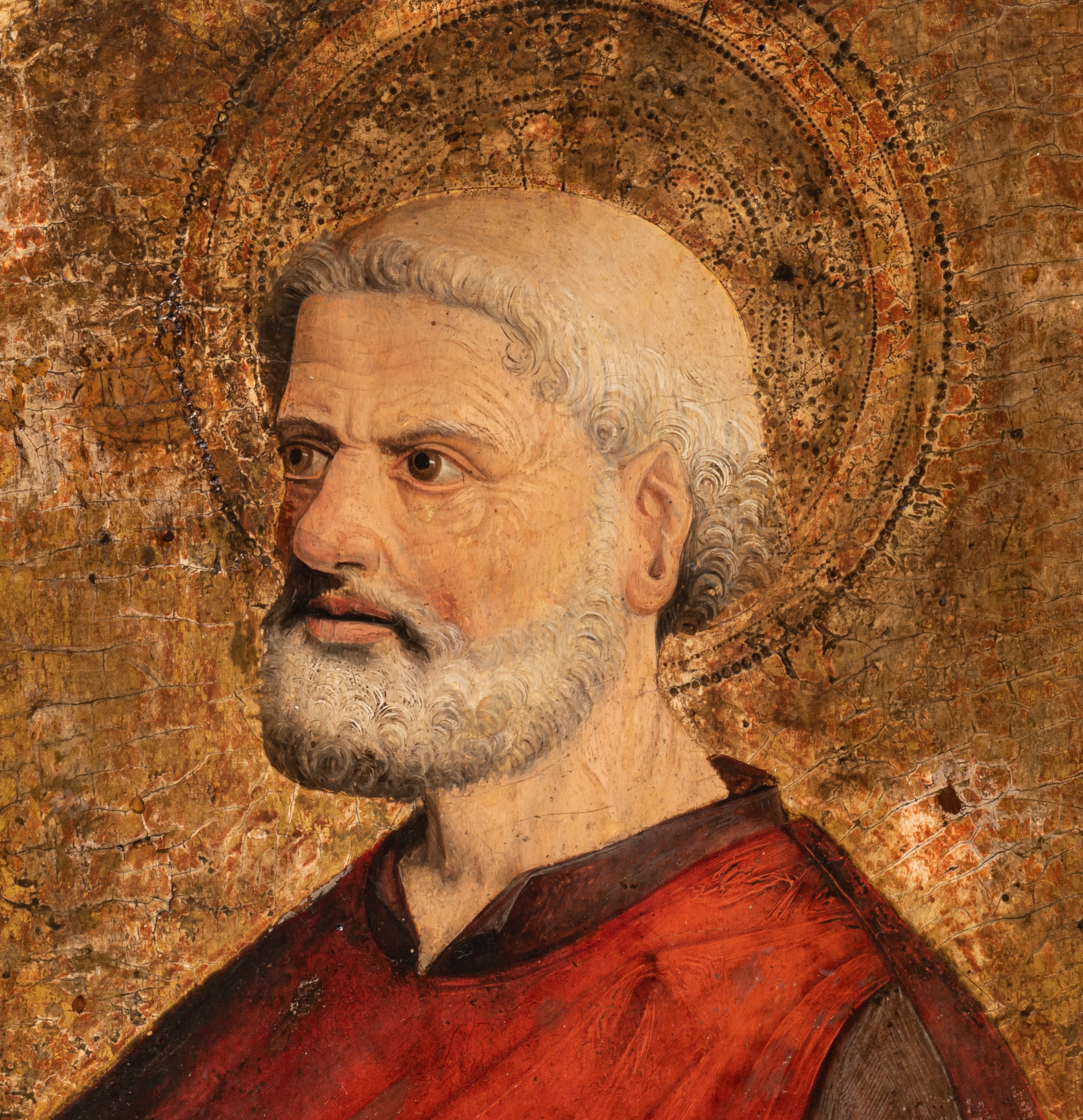 A rare quattrocento portrait of a Saint (Mark), tempera on gold ground wood, 27 x 33 cm - Image 4 of 5