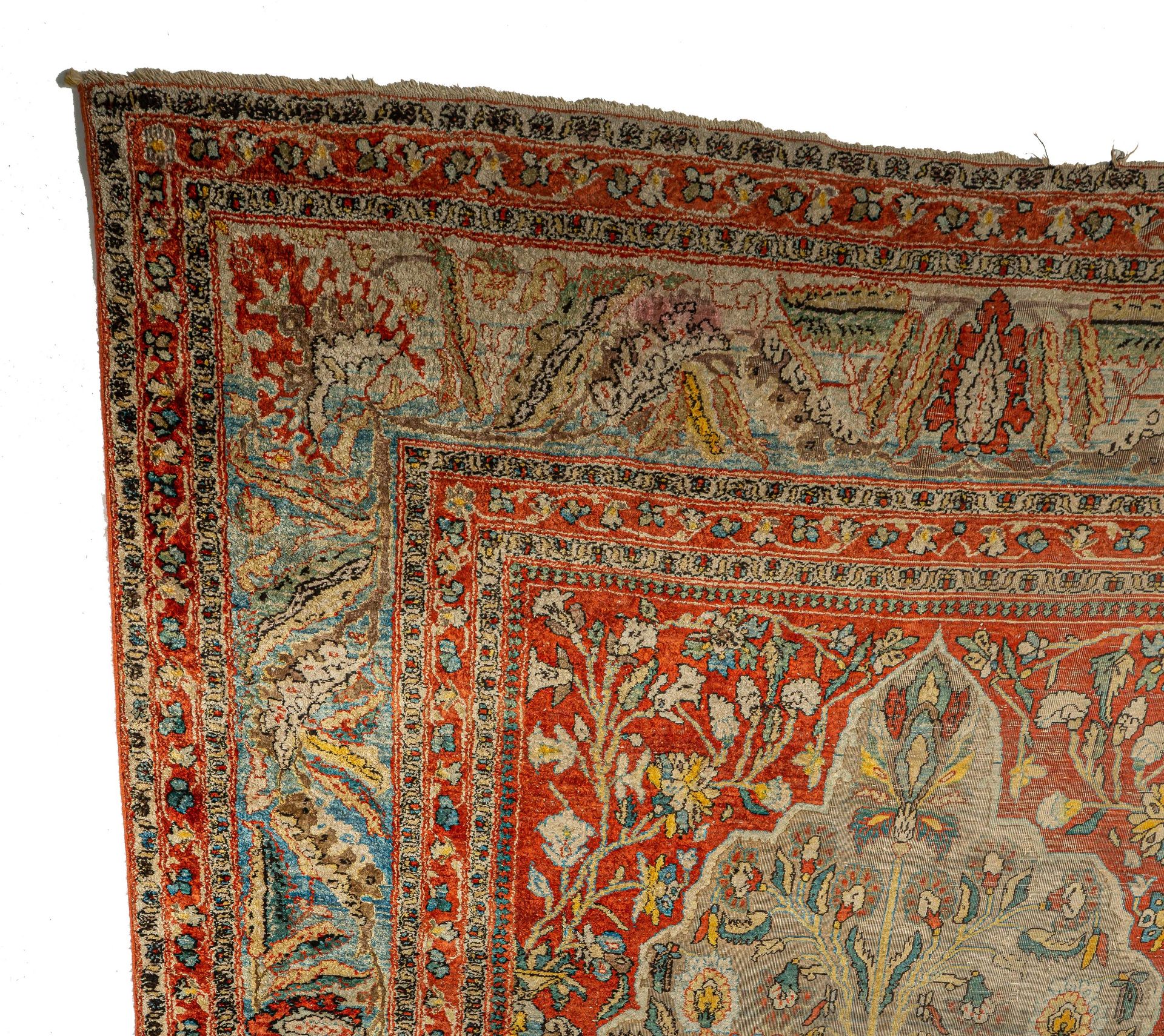A Persian 'vase carpet', silk, 140 x 235 cm - Image 7 of 14