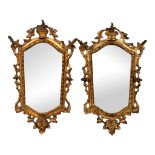 A pair of giltwood Venetian Roccoco candle wall mirrors, 18thC, 44 x 71 cm