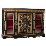 An impressive Neoclassical Napoleon III cabinet, decorated with semi-precious stones, H 118 - W 176