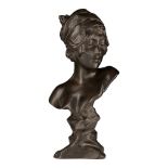 Georges Morin (1874-1950), bust of a female beauty, dark patinated bronze, H 38 cm