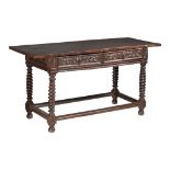 A Spanish Renaissance walnut table, 17thC, H 86,5 - W 171 - D 66 cm