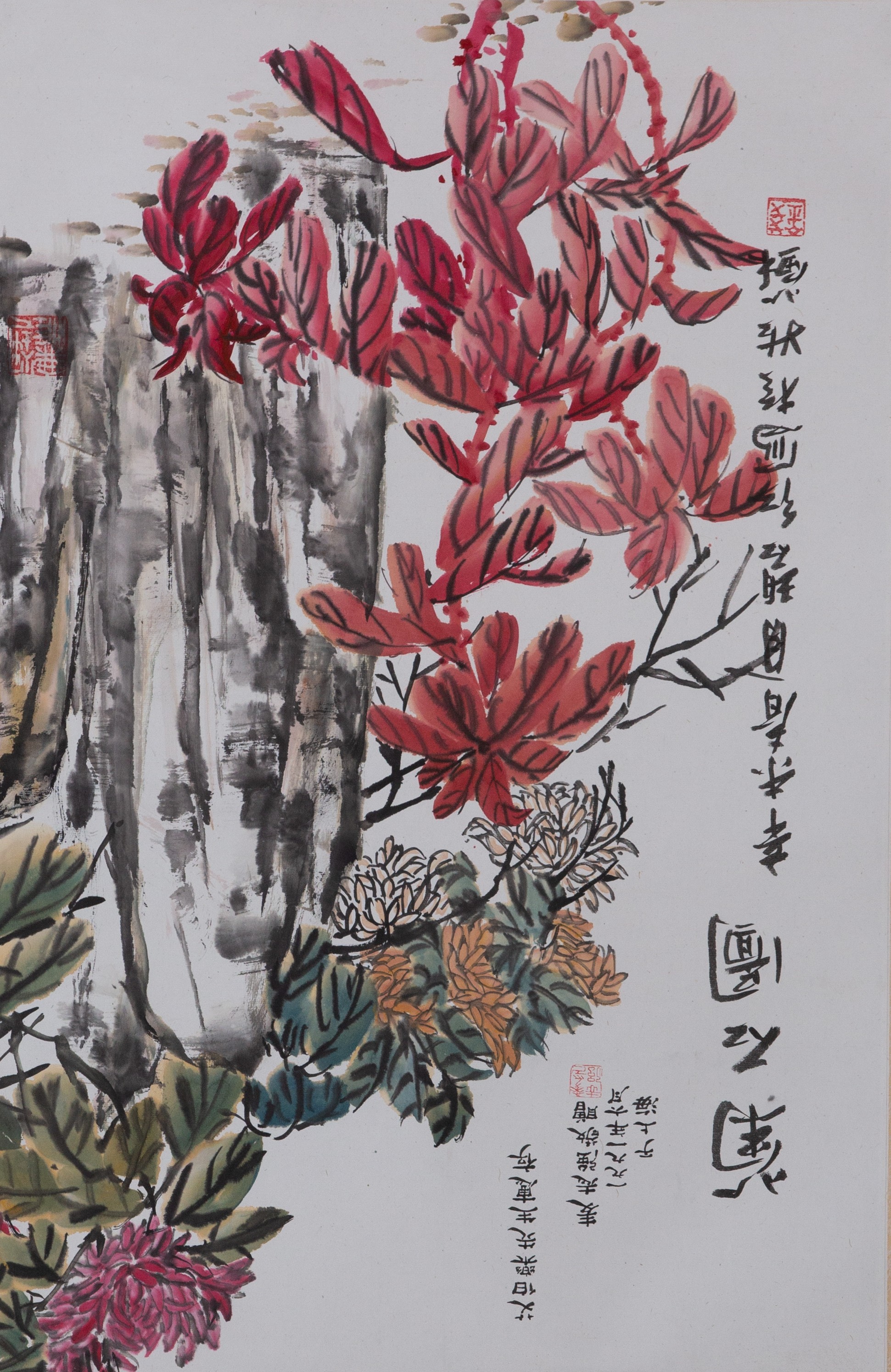 Two Chinese scroll paintings, ink and watercolour on paper, 20thC, 43 x 66,5 cm and 55 x 109 cm - Image 4 of 5