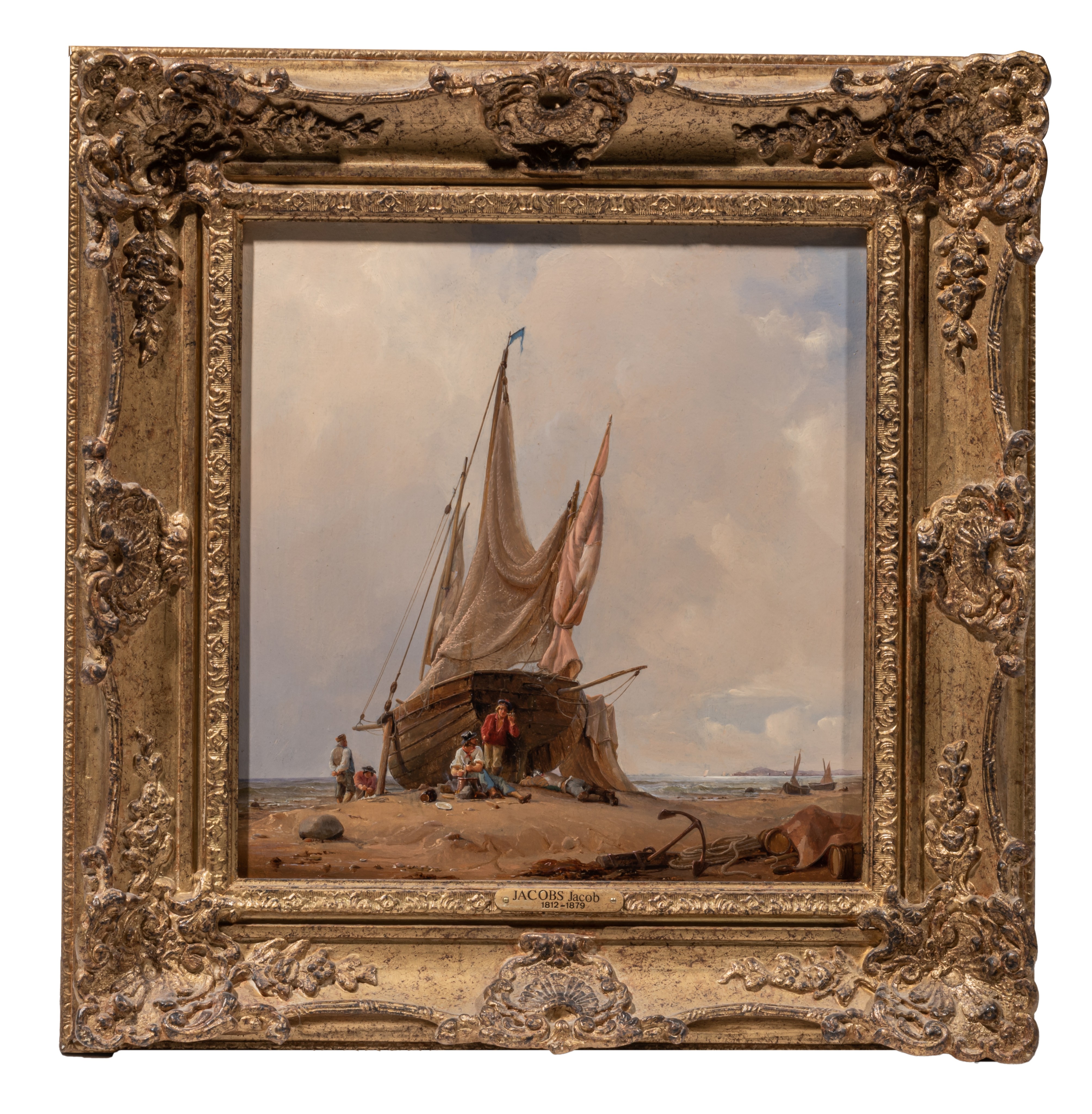 Jacob Jacobs (1812-1879), after the fishing, 1844, oil on panel, 27 x 28,5 cm - Image 2 of 6