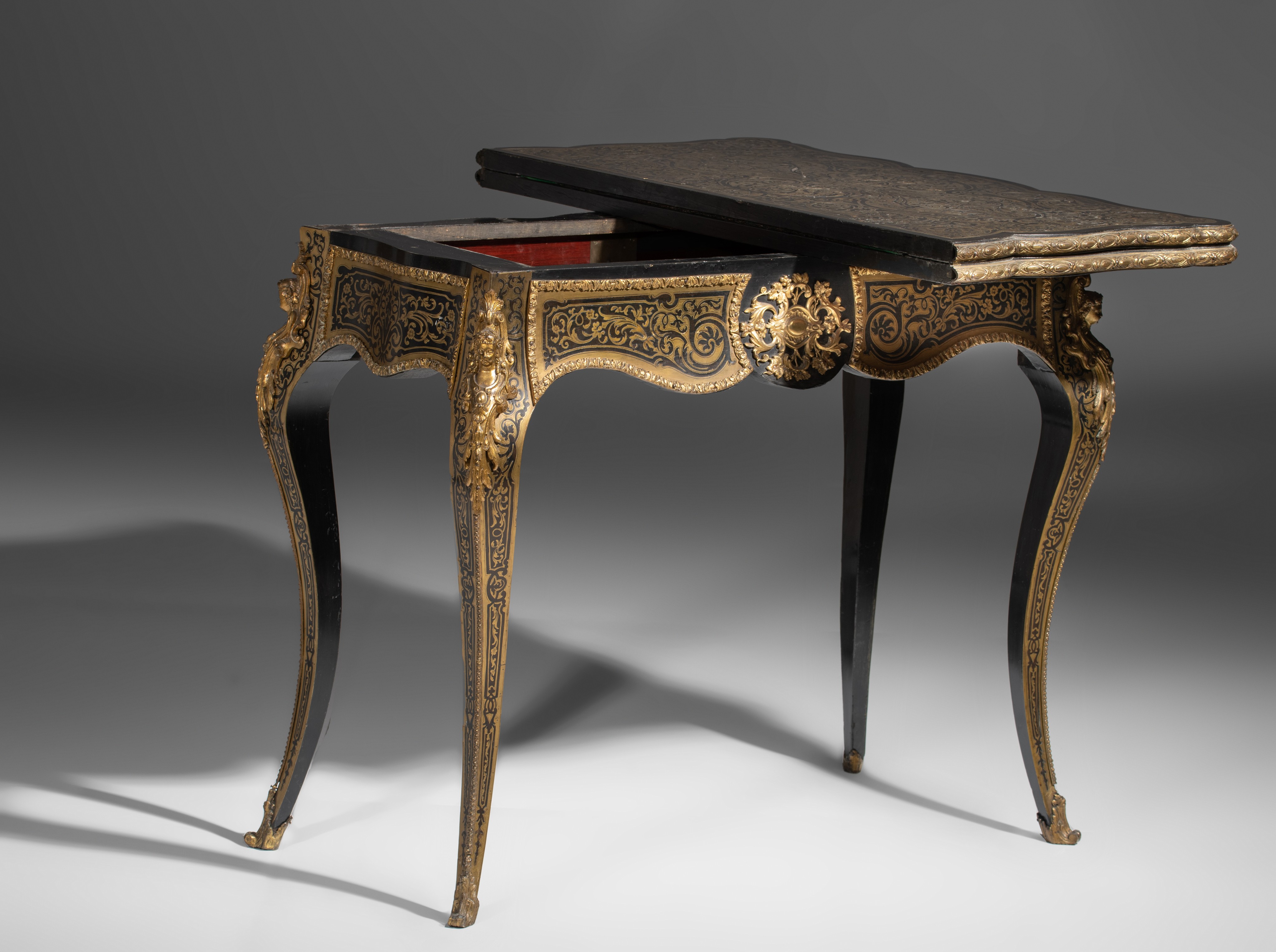 A fine Napoleon III Boulle playing card table, with gilt bronze mounts, H 73 - 75 - W 44 - 88 cm - Image 3 of 10