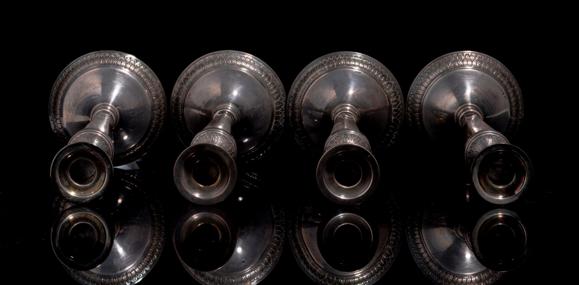 A set of four Neoclassical silver candlesticks by Albert Charlent, Brussels, 20thC, 835/000 H 32,5 - - Bild 5 aus 11