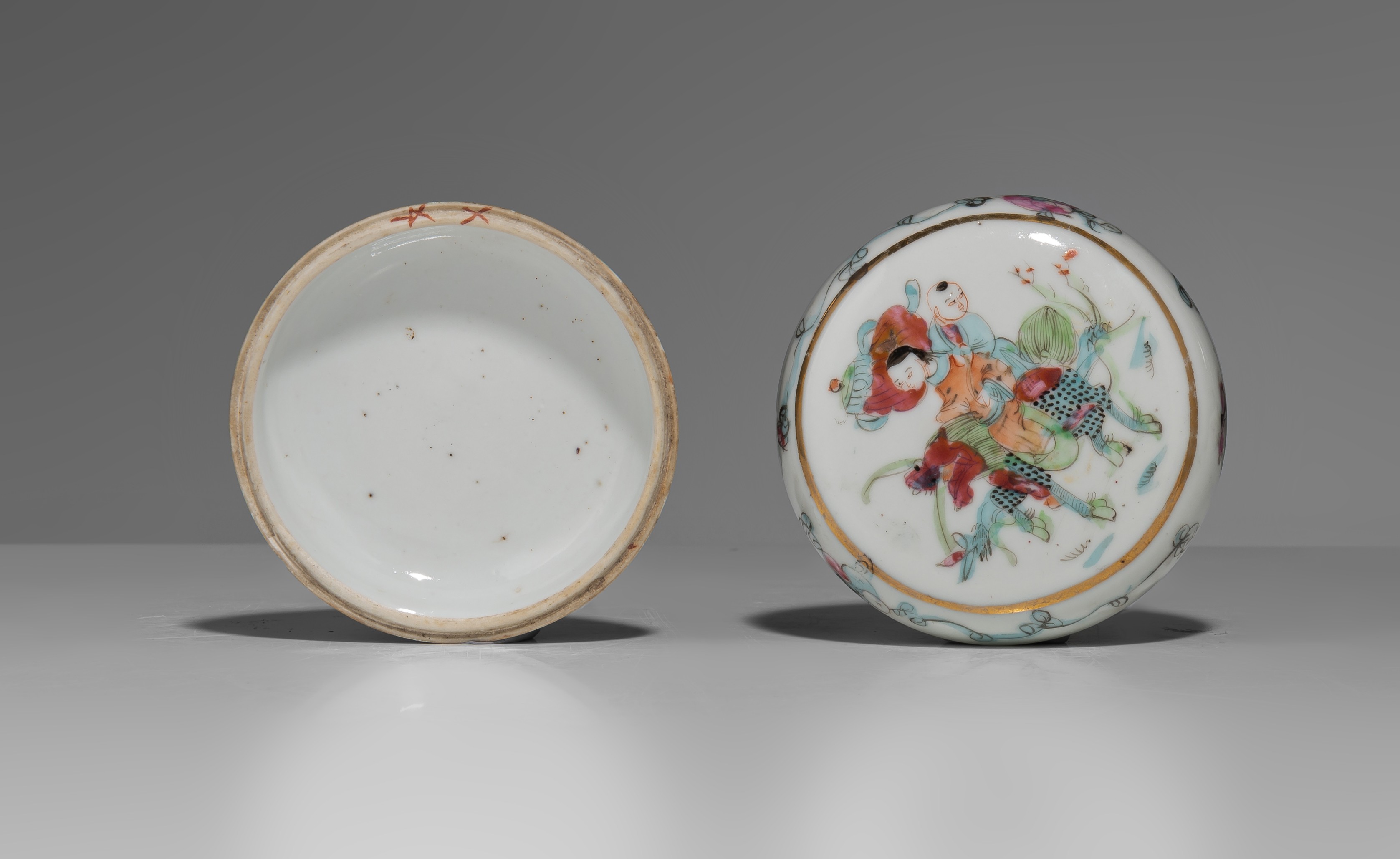 A collection of nine Chinese famille rose ware, two blue and white, and a Canton bowl and cover, (in - Image 34 of 35