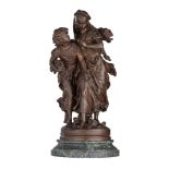 Hippolyte Moreau (1832-1927), the wood gatherers, patinated bronze, H 59 cm