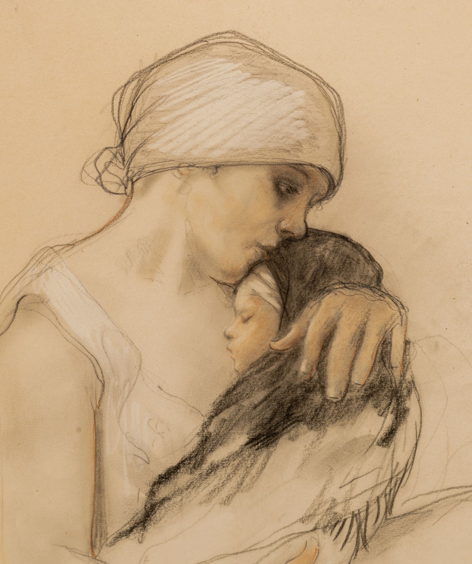 Armand Rassenfosse (1862-1934), mother and child, 1920, charcoal heightened with pastel, 28,5 x 40 c - Bild 5 aus 5