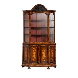 A Dutch floral marquetry display cabinet, 18thC, H 225 - W 120 - D 30 cm