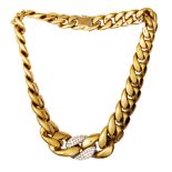 A braided necklace in 18ct yellow gold, set with brilliant-cut diamonds, 157 g