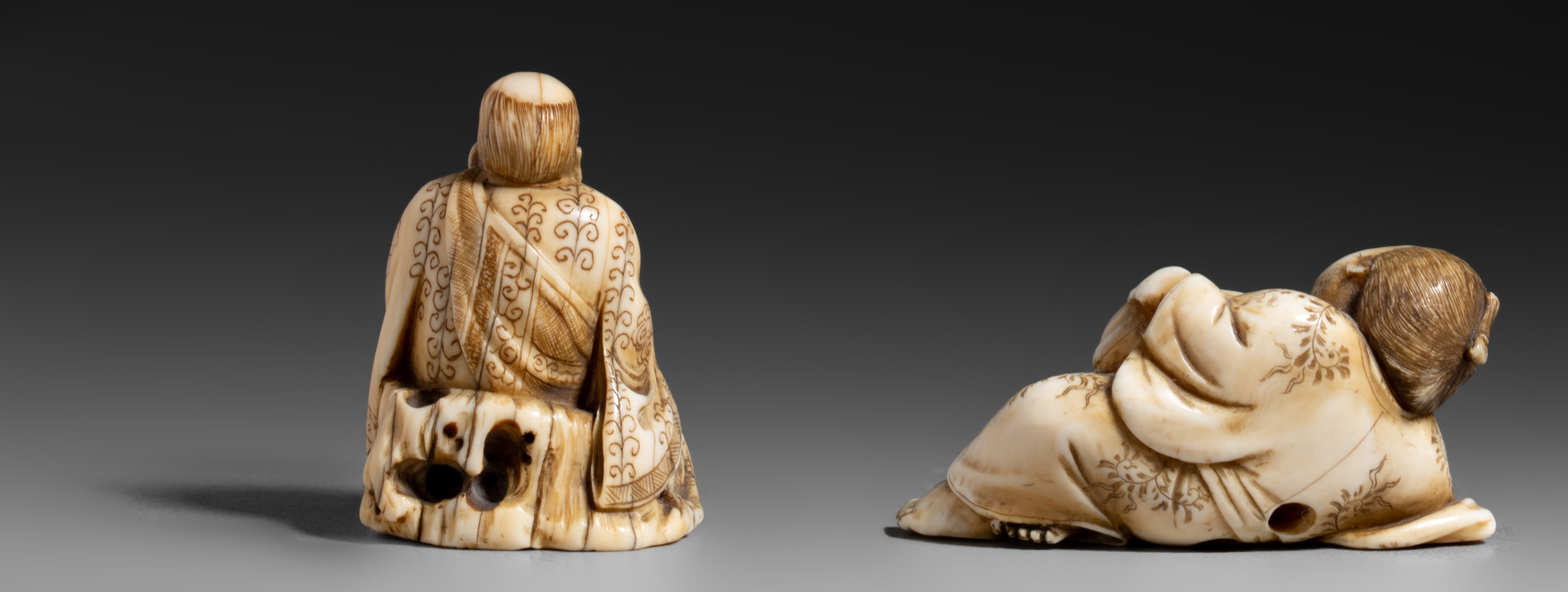Two Japanese ivory netsuke, Meiji period, 22g - 24g (+) - Image 4 of 7