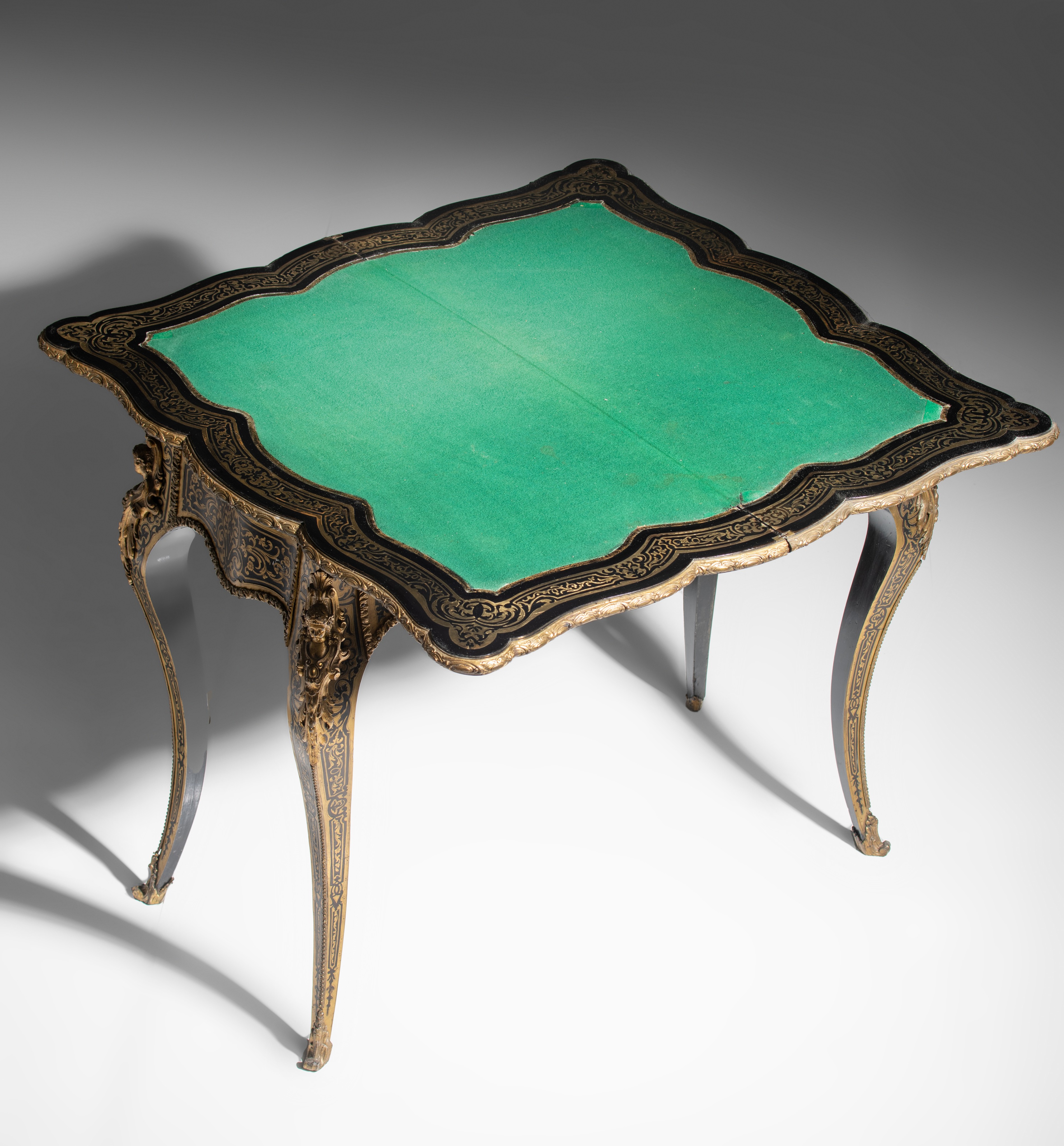 A fine Napoleon III Boulle playing card table, with gilt bronze mounts, H 73 - 75 - W 44 - 88 cm - Image 10 of 10