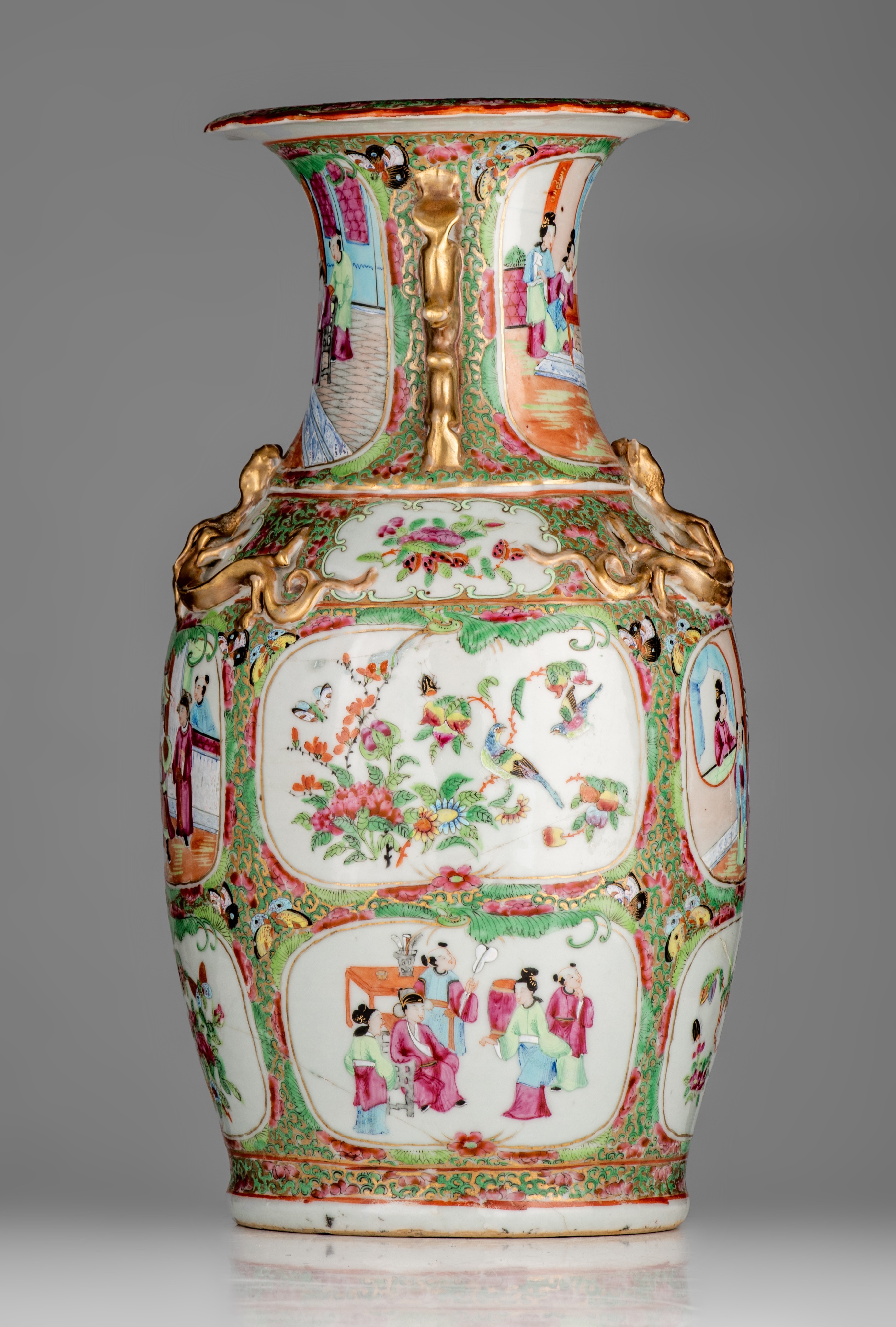 Four Chinese famille rose vases, some with a signed text, 19thC and Republic period, H 42,5 - 43,5 c - Image 15 of 20