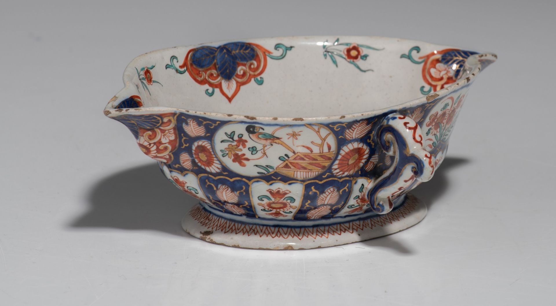A various collection of 17th/18thC Dutch Delft Imari-style plates and a saucer, ø 22 / H 6 cm - Image 14 of 14