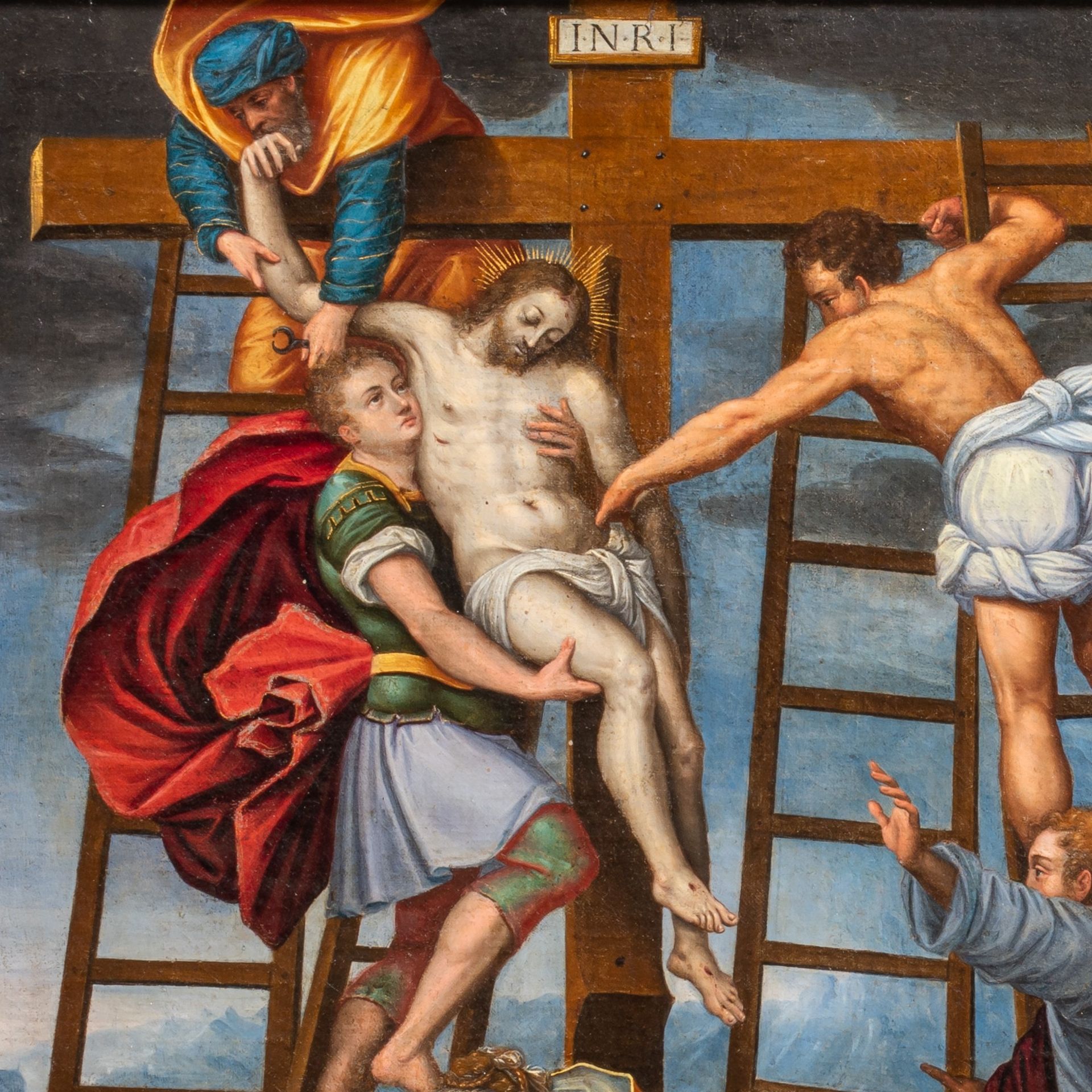 Attrib. to Daniele da Volterra Ricciarelli (1509-1566), the descent from the cross, oil on canvas 49 - Bild 4 aus 6