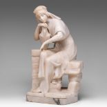 An alabaster sculpture of a young woman near the well, H 49 cm