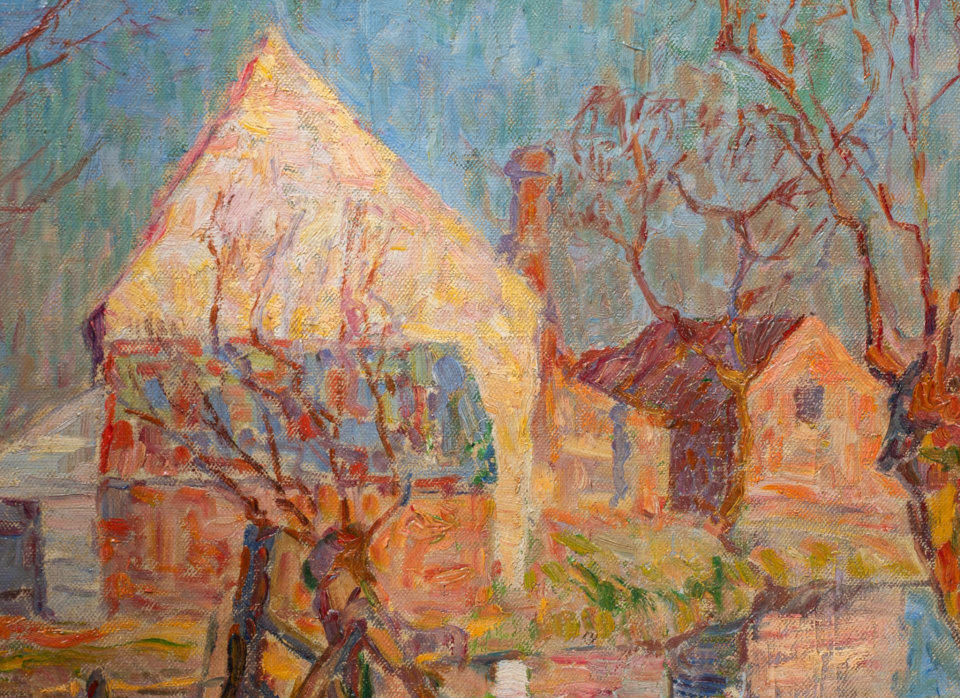 Modest Huys (1874-1932), farm near the pond, oil on canvas, 33 x 41 cm - Image 5 of 5