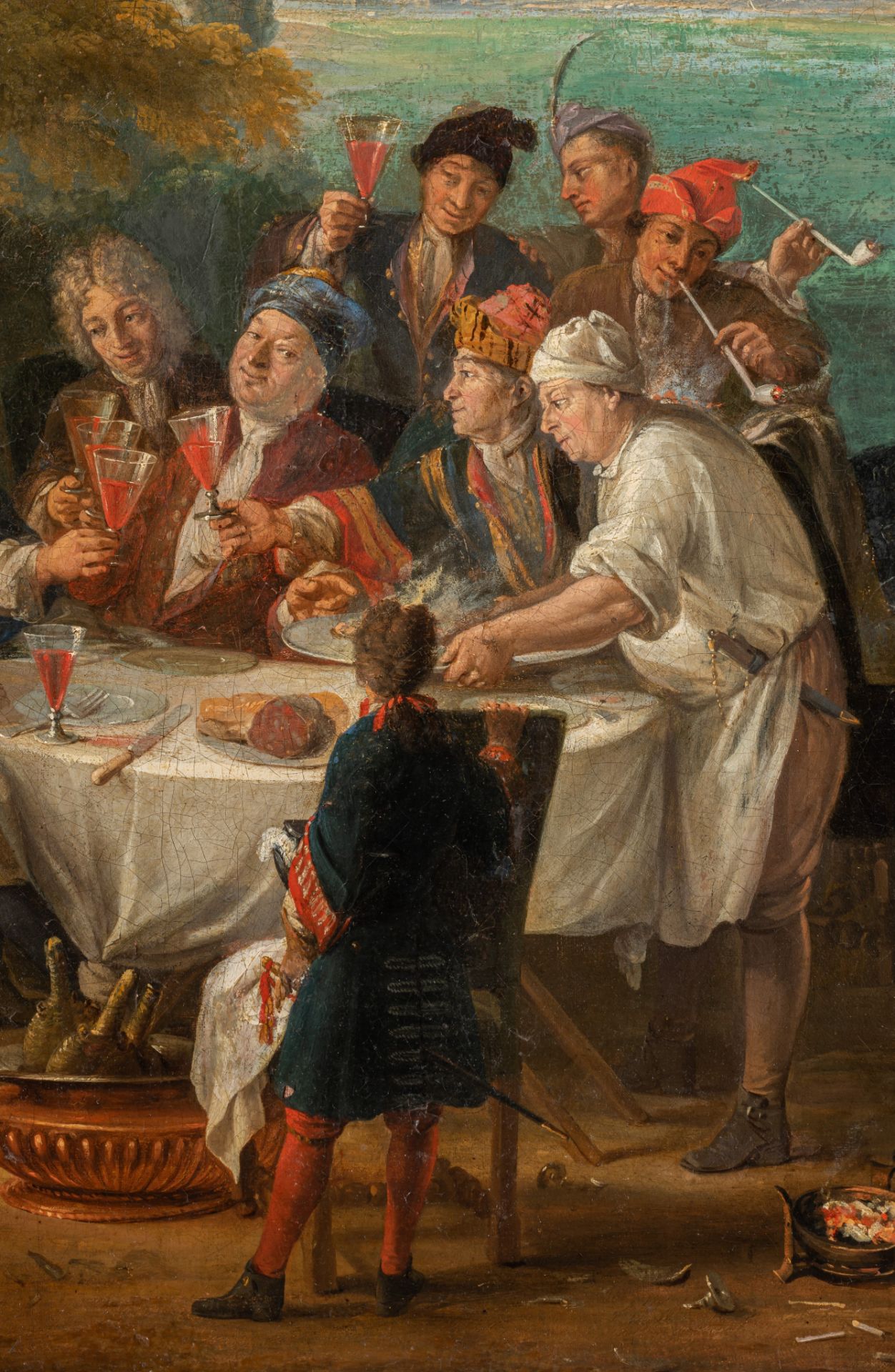 Attrib. to Etienne Jeaurat (1699-1789), the village fair, mid 18thC, oil on canvas, 74 x 92,5 cm - Bild 6 aus 8