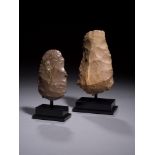 A set of two knapped flint axes, Egypt, late Neolithic to Pre-Dynastic Period, 6000-3500 B.C., H 10,