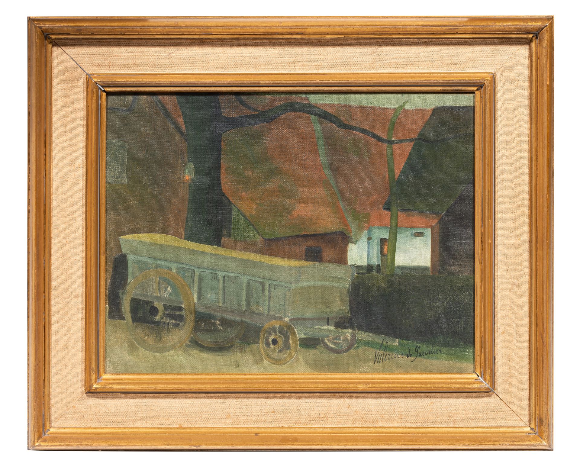 Valerius De Saedeleer (1867-1942), village view with a chariot, oil on canvas, 27 x 35,5 cm - Bild 2 aus 5