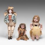 A collection of three antique dolls, H 32 - 46 cm