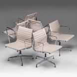 A set of 6 EA108 aluminium group meeting chairs by Charles & Ray Eames chairs for Vitra, H 83 - W 57