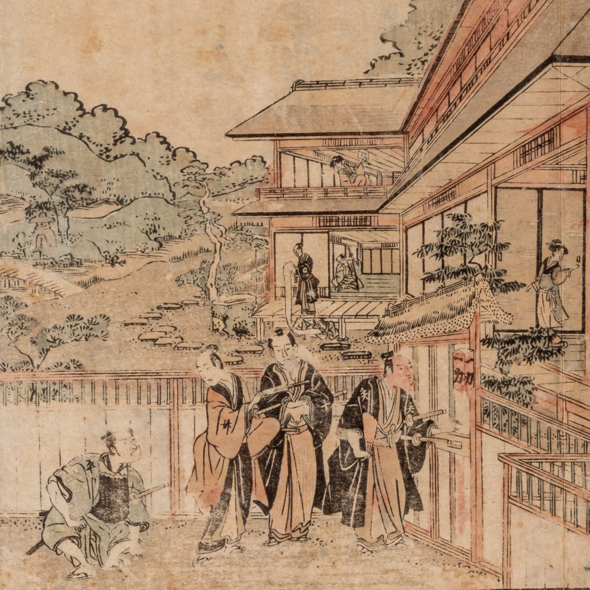 Toyokuni I, two animated garden scenes, oban yoko-e, both framed 49,5 x 38 cm - Bild 5 aus 11