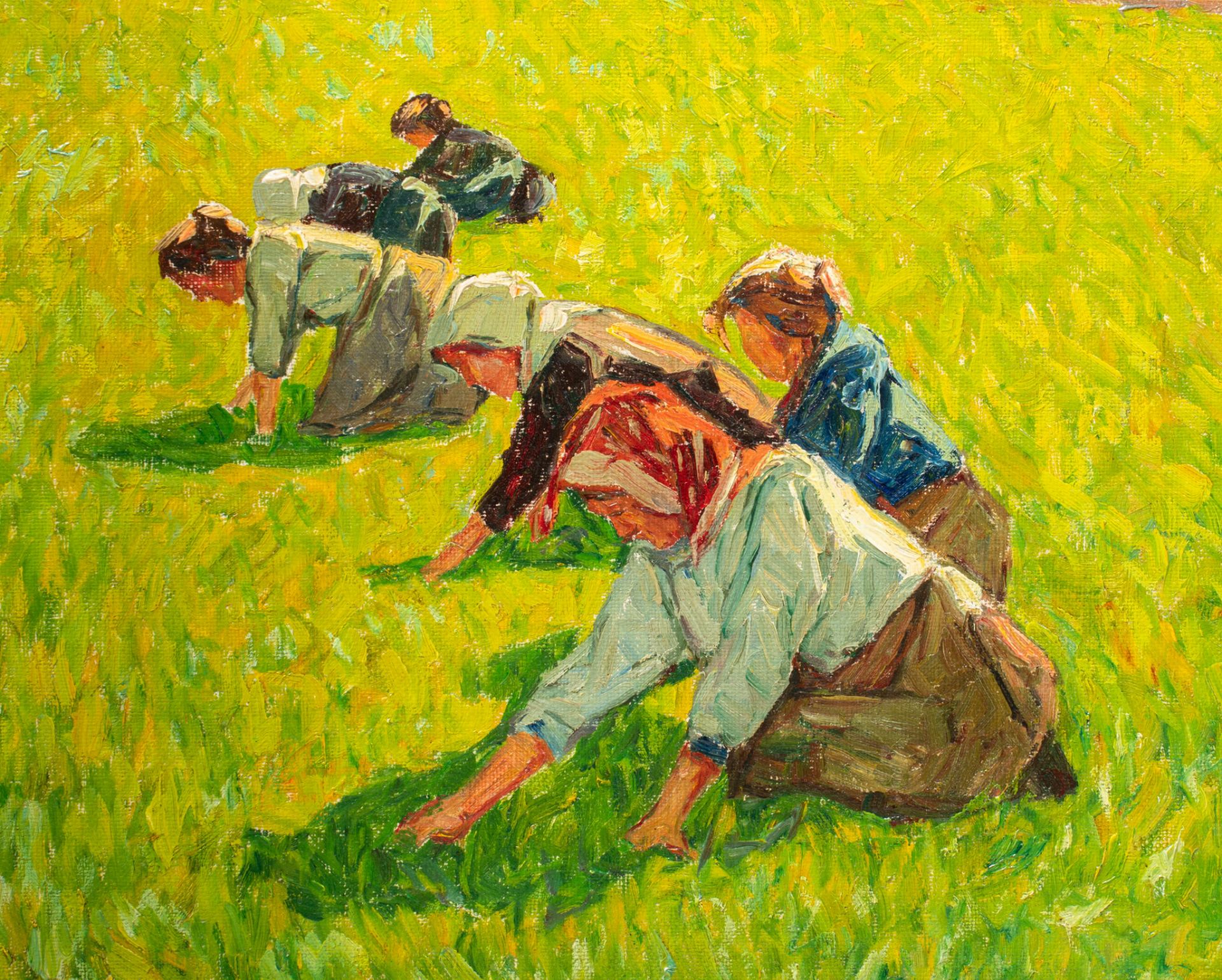 Modest Huys (1874-1932), 'De Vlaswiedsters No III, Wacken', 1924, oil on canvas, 45 x 50,5 cm - Bild 6 aus 7