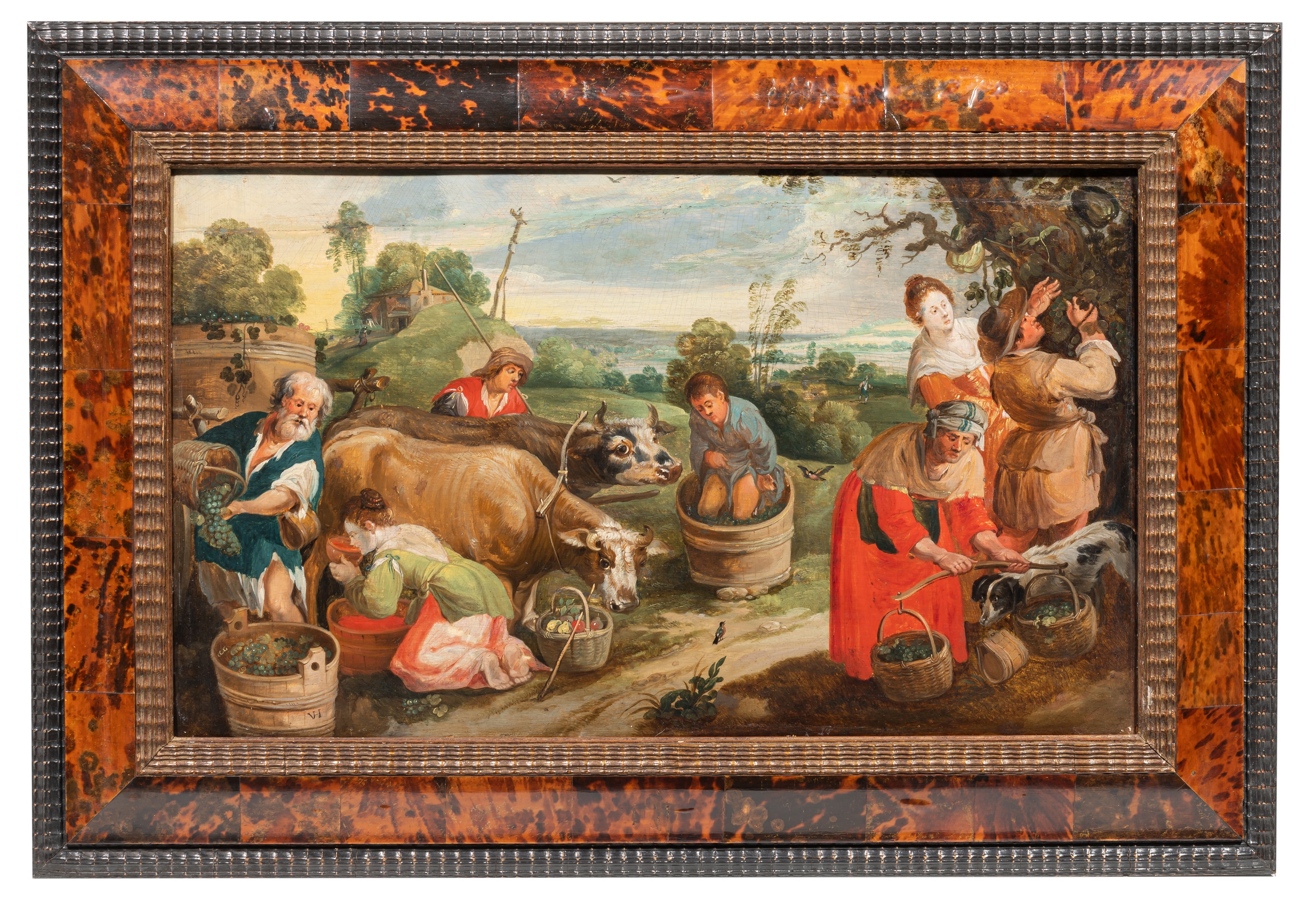 Monogrammed 'V.H.' (follower of Peter Paul Rubens), the grape harvest, oil on panel, 38 x 64 cm - Image 2 of 8