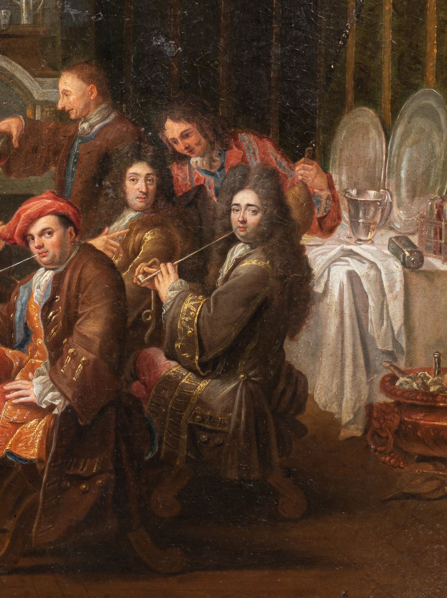 Attrib. to Etienne Jeaurat (1699-1789), drinking bout of the village dignitaries, mid 18thC, oil on - Bild 6 aus 6