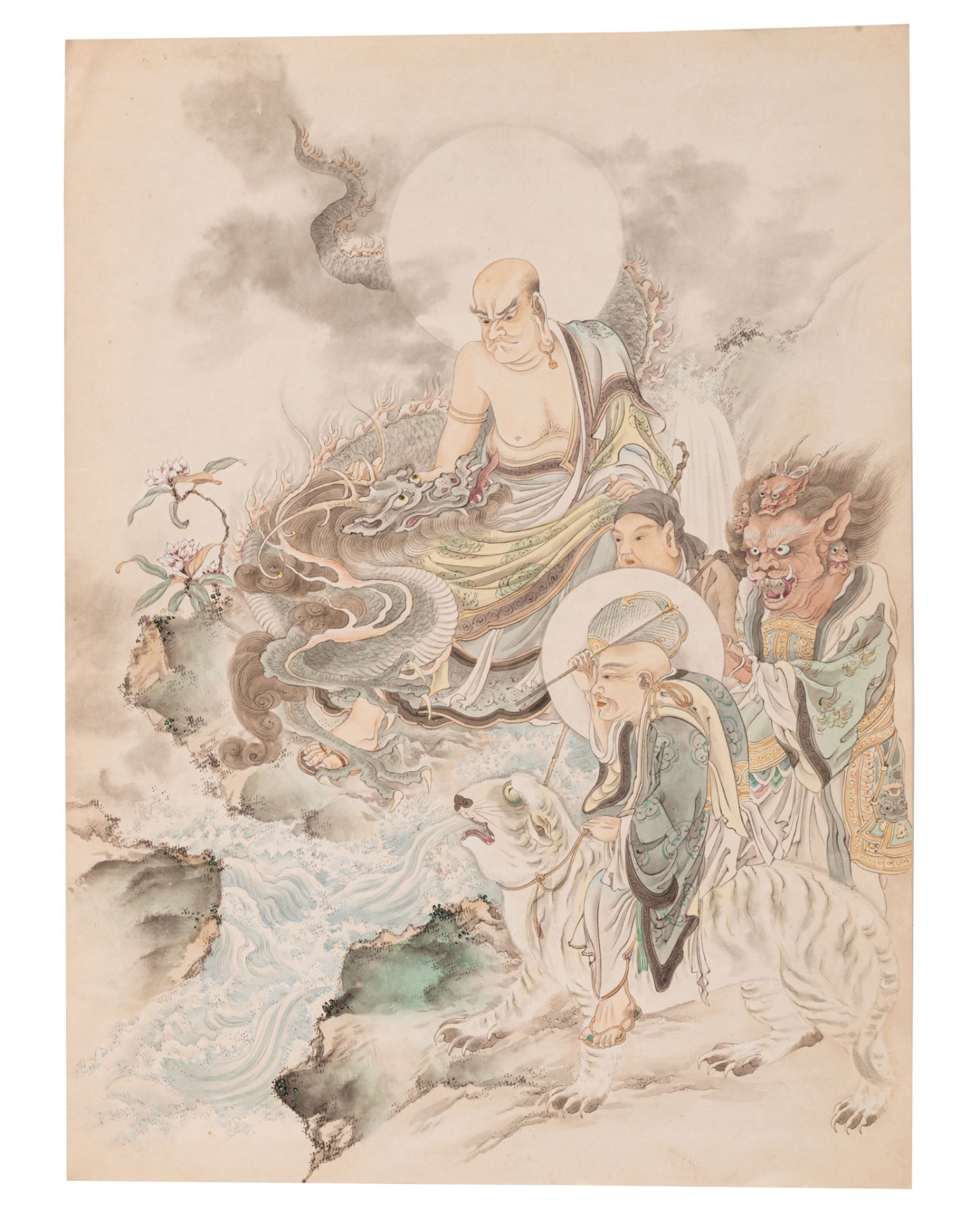 Japanese print of a Chinese mythological tale, heightened with hand colouring, 33 x 24 cm - Bild 2 aus 5