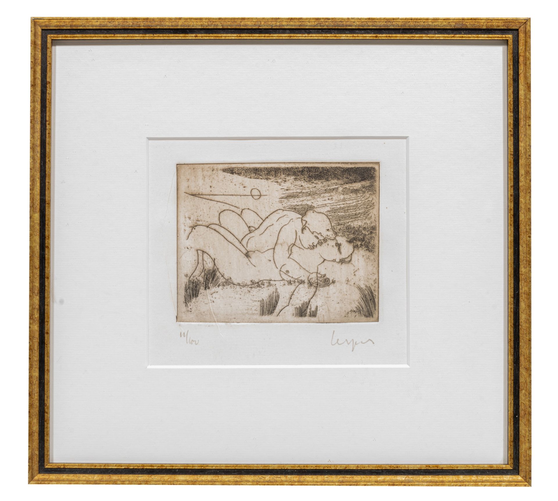 Floris Jespers (1889-1965), kissing couple in the dunes, etching, No 11/100, 107 x 135 mm - Bild 2 aus 4