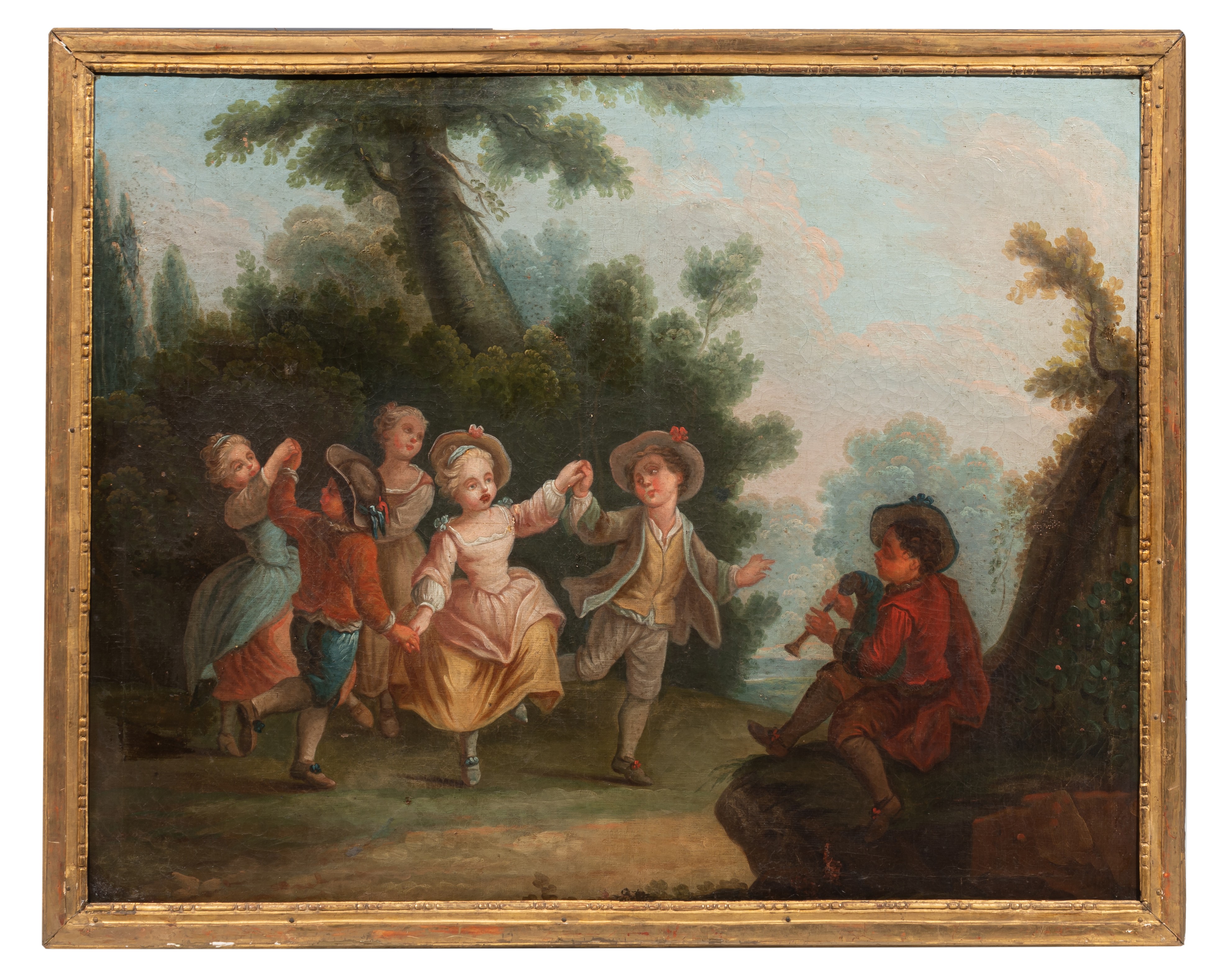 A pair of pendant paintings of gallant scenes in a garden setting, 18thC, oil on canvas, 78 x 91 cm - Image 2 of 12