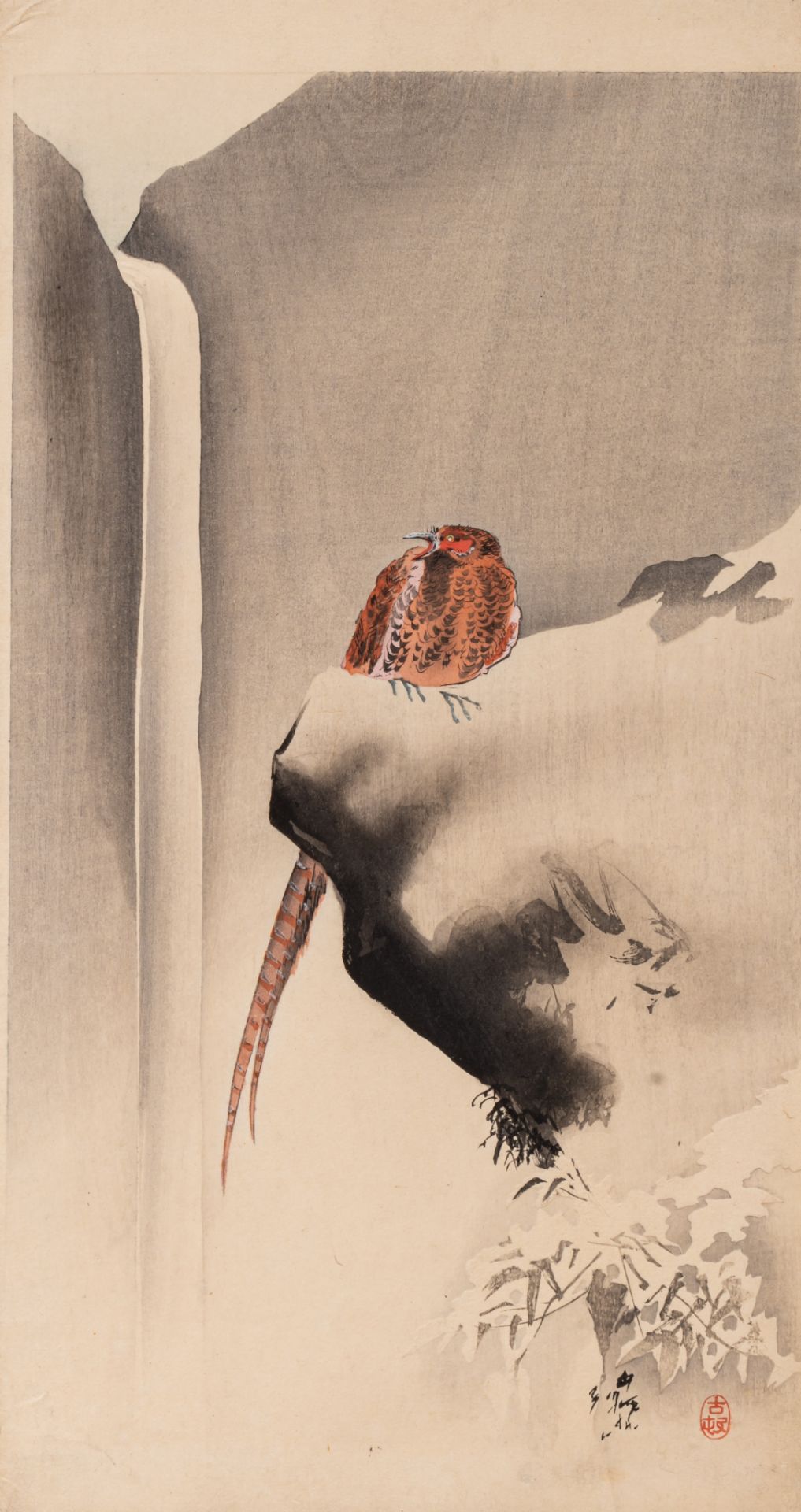 Two woodblock prints by Koson Ohara of birds, ca. 1920, 34 x 47,5 cm / 37 x 19,5 cm - Bild 2 aus 10